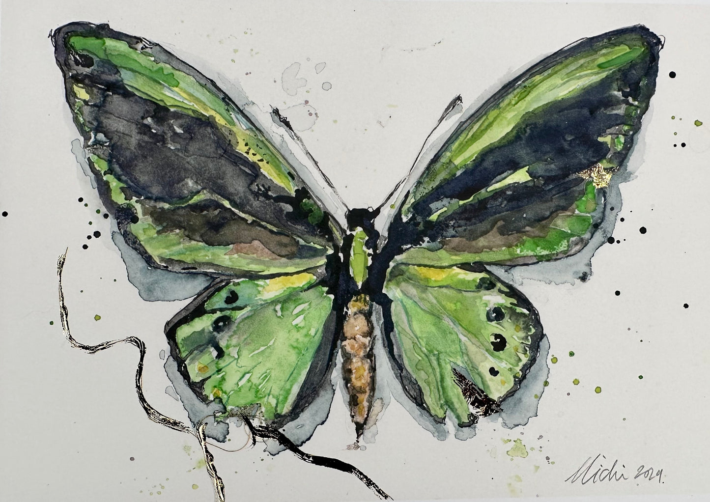 Northern Birdwing Butterfly (Hand Embellished Print)