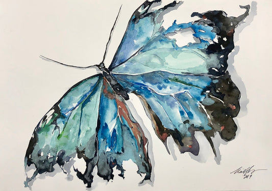 “Oceans” Teal Broken Butterfly Print