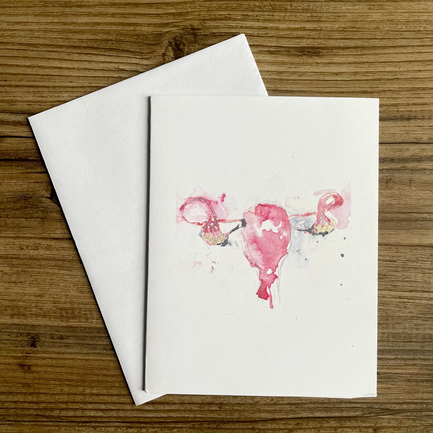 Uterus Card with Golden Ovaries - blank